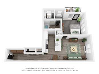 Aspen Floor Plan at Uptown Square Apartments, Troy, MI, 48083