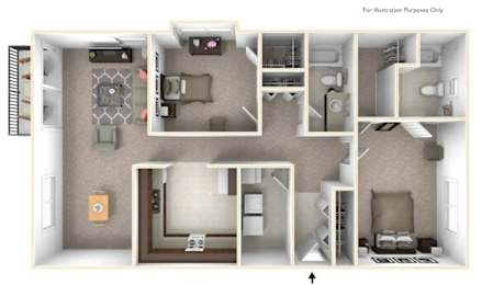2-Bed/2-Bath, Watsonia Floor Plan