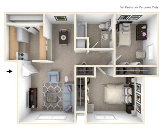 Two Bedroom - Classic Floor Plan at Wood Creek Apartments, Kenosha