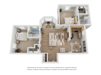Floor Plan  3D 2 x 1 floor plan