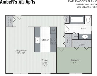 Floor Plan  One bedroom apartment layout
