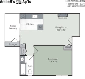 Floor Plan  1 bedroom floor plan layout