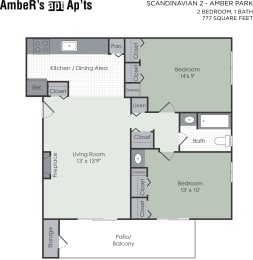 Floor Plan  Two bedroom apartment layout
