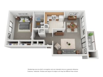  Floor Plan 1 BR 1 Bath