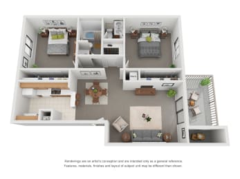  Floor Plan 2 BR 1.5 Bath