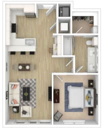 One Bedroom Floor Plan at City View Apartments, Lansing, Michigan