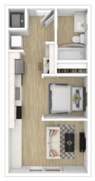 Studio Floor Plan at City View Apartments, Lansing, MI