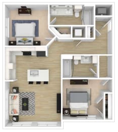2 Bedroom Floor Plan  at City View Apartments, Lansing