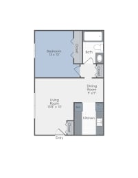  Floor Plan 1 Bedroom, 1 Bath