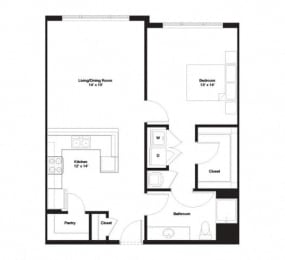 1G Floor Plan at The George, Ann Arbor, 48104