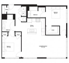 2F Floor Plan at The George, Ann Arbor, MI