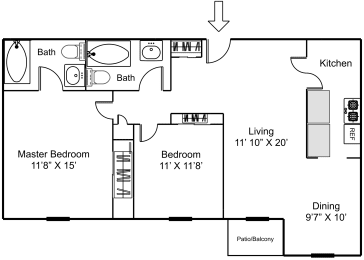 a floor plan of a house with a bedroom and a living room