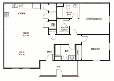  Floor Plan LIVE - WORK Plan 1 - 2 Bedroom 2 Bath