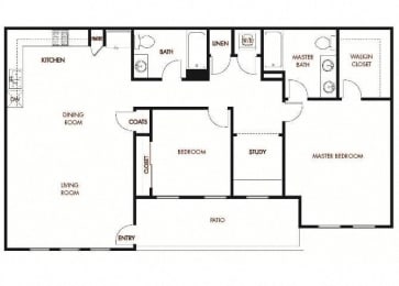  Floor Plan LIVE - WORK Plan 3 - 2 Bedroom 2 Bath - Ground Level Vaulted Ceilings