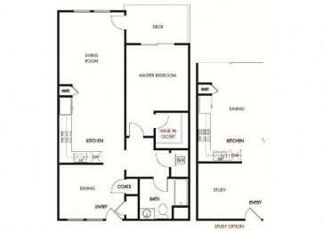  Floor Plan Plan 6 - 1 Bedroom and Den 1 Bath