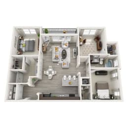 C1 1271sqft floor plan at Pearce at Pavilion Luxury Apartments, Florida