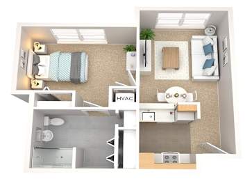 1 bedroom 1 bath A at The Dorchester & Manor Apartments, Pineville, North Carolina