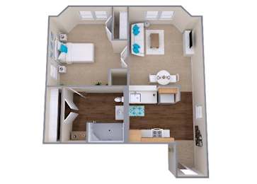 1 Bedroom 1 Bathroom The Gallery Floor Plan at The Carillon, Greensboro