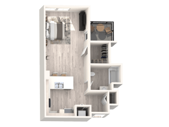 Floor Plan B - Studio 1 Bathroom - 567 sqft at MODE, California, 94403