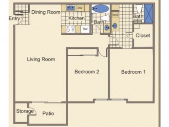 Cabernet 2 Bedroom 2 Bath 1050 Square Feet at Monaco at McCormick Ranch, Arizona