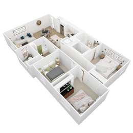 Delta Floor Plan Image - 3 Bed 2 Bath - 1187 sqft