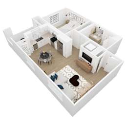 Ravine Floor Plan Image - 1 Bed 1 Bath - 673 sqft