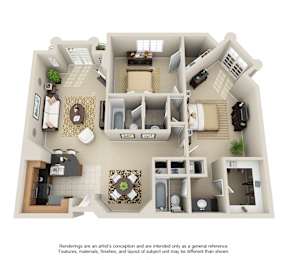 Two Bedroom G_1160 Square Feet at The Preston Miracle Mile Apartments, Los Angeles, CA, California, 90036