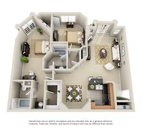 Two Bedroom H_1180 Square Feet at The Preston Miracle Mile Apartments, California