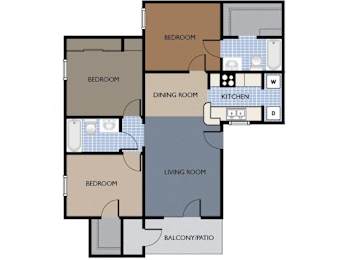 3 bedroom floor plan image