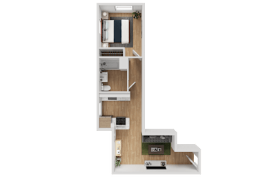 A2 - One Bedroom One Bathroom Floorplan at Noda Apartments, Seattle