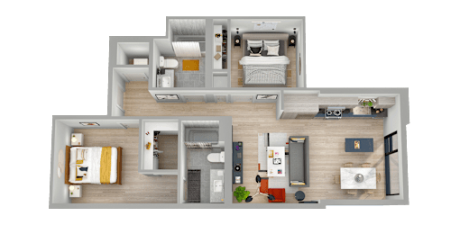 a bedroom floor plan with a bedroom and a bathroom