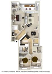 hermosa three bedroom two bath floor plan