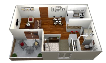 our apartments showcase a spacious living room and dining room