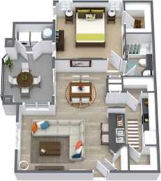 Cordoba 1 Bedroom 1 Bathroom Floorplan at Toscana at Rancho Del Rey, Chula Vista, CA 91910