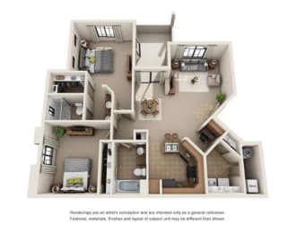 2 Bed 2 Bath 1171 Sqft (Premium) at Dobson 2222, Chandler, AZ, Arizona