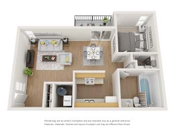 Desert Peaks A1 floor plan 698 sqft