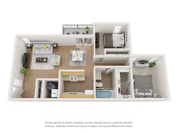 Desert Peaks B1 floor plan 840 sqft