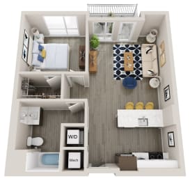 Emerald A5 1 Bed 1 Bath 667 Square Feet Floor Plan