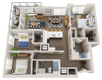 Emerald C1 3 Bed 2 Bath 1260 Floor Plan