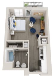 emerald s1 studio 1 bath floor plan