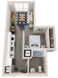 Emerald S2 studio 1 bath floor plan