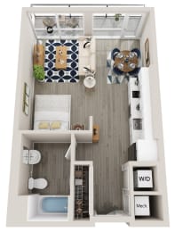 Emerald S5 Studio 1 bath floor plan