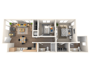 2 Bed 1.5 Bath Floorplan A at Nola 624, California, 91790