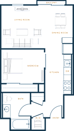 A4 - 1 bed 1 bath - 622 sqft