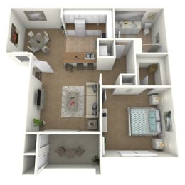 Harvey Mudd floor plan image - 1 bed 1 bath - 842 sqft