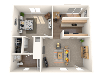1 Bed 1 Bath Floorplan A at Nola 624, West Covina