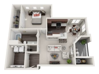 1 bed 1 bath floor plan at Miro at the Parc, Henderson, Nevada