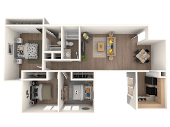 Oak Floor Plan at Verandas Apartments, West Covina