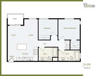2 Bedroom Floor Plan at 422 South Lake, Los Angeles, CA