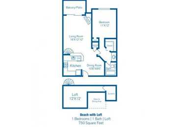 Beach With Loft Floor Plan at Norwalk Metropointe, Norwalk, CA 90650